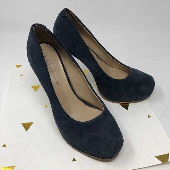 Kelsi by Kelsi Dagger Blue Suede Laurie Heels 7.5 - Picture 1 of 6
